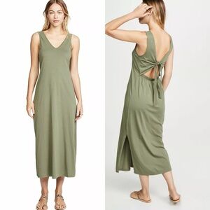JOIE Conall Pima Cotton Cutout Midi Dress in Canopy Green Size S
